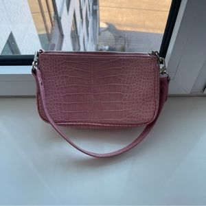 Pink croc shoulder bag